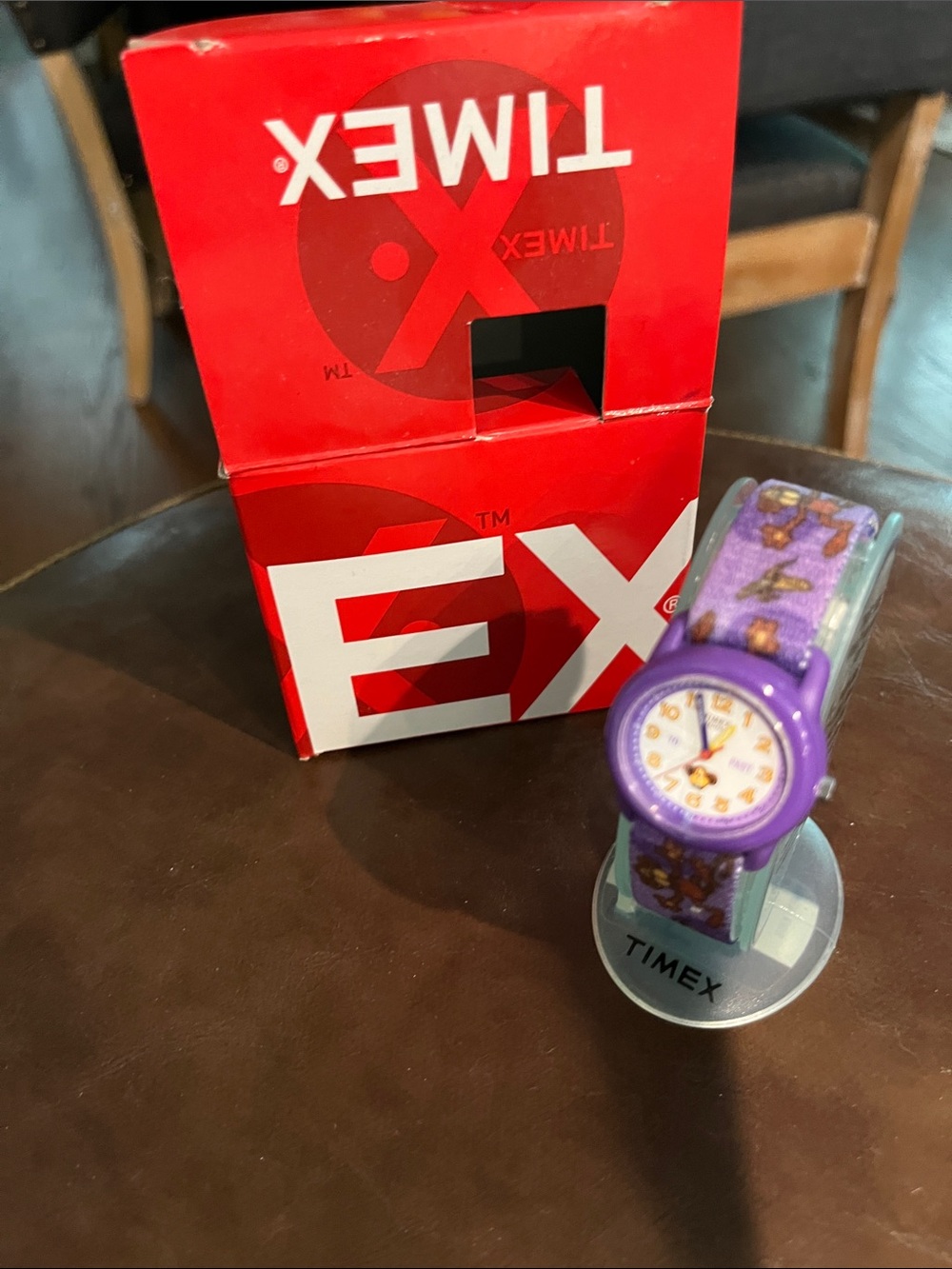 Timex Purple Kids Character Watch with Patterned Fabric Strap
